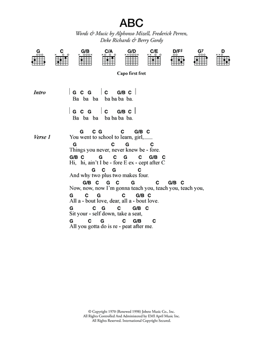 ABC (Guitar Chords/Lyrics) von The Jackson 5
