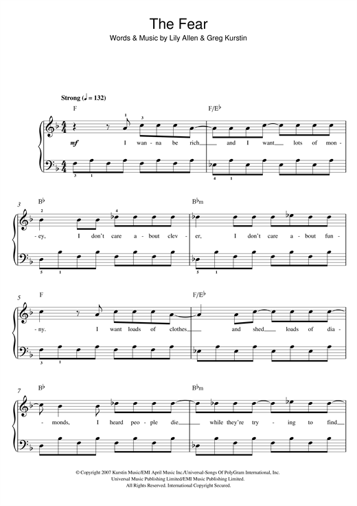 The Fear (Beginner Piano) von Lily Allen