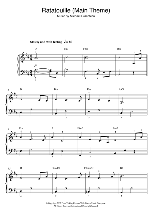 Ratatouille (Main Theme) (Easy Piano) von Michael Giacchino