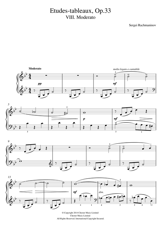 Etudes-tableaux Op.33, No.8 Moderato (Beginner Piano) von Sergei Rachmaninoff