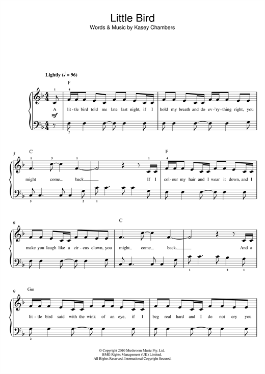 Little Bird (Beginner Piano) von Kasey Chambers