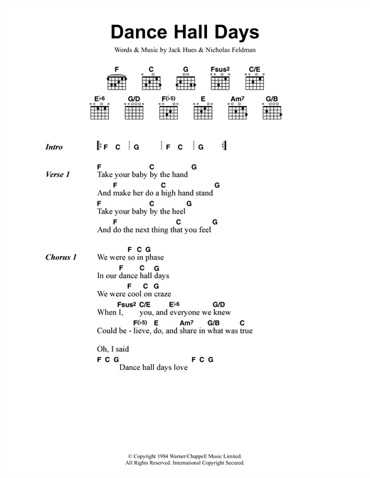 Dance Hall Days (Guitar Chords/Lyrics) von Wang Chung