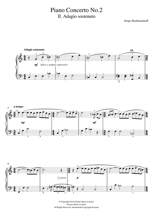 Piano Concerto No.2 - 2nd Movement (Beginner Piano) von Sergei Rachmaninoff