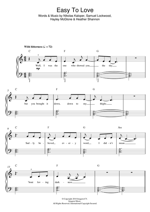 Easy To Love (Beginner Piano) von The Jezabels