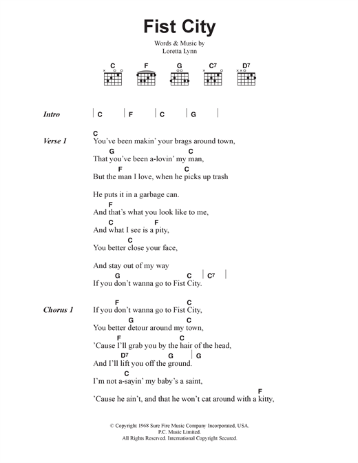 Fist City (Guitar Chords/Lyrics) von Loretta Lynn