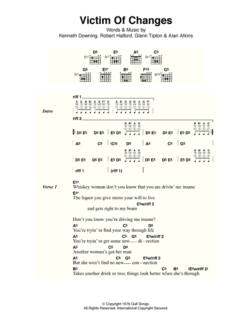 Victim Of Changes (Guitar Chords/Lyrics) von Judas Priest