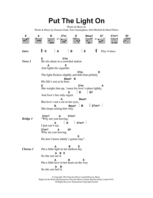 Put The Light On (Guitar Chords/Lyrics) von Wet Wet Wet