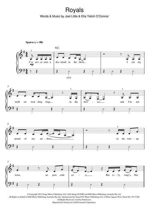 Royals (Beginner Piano) von Lorde