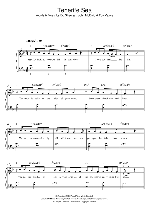 Tenerife Sea (Beginner Piano) von Ed Sheeran