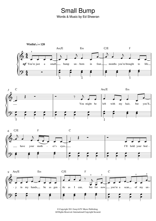 Small Bump (Beginner Piano) von Ed Sheeran