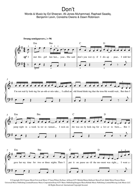 Don't (Beginner Piano) von Ed Sheeran