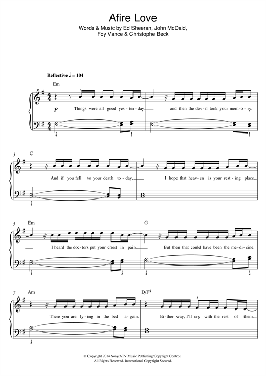 Afire Love (Beginner Piano) von Ed Sheeran