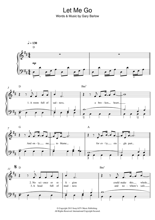 Let Me Go (Easy Piano) von Gary Barlow
