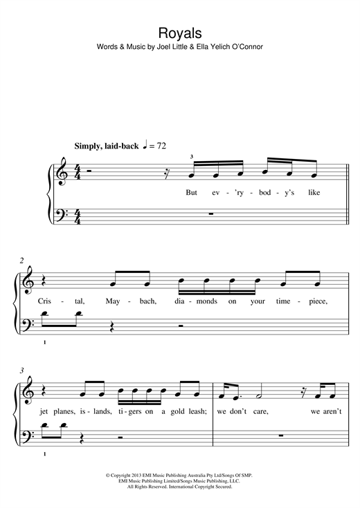 Royals (5-Finger Piano) von Lorde