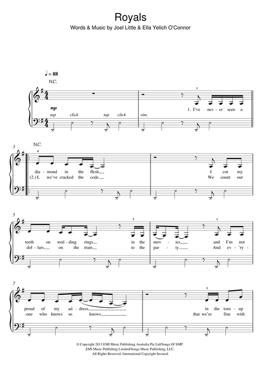 Royals (Easy Piano) von Lorde