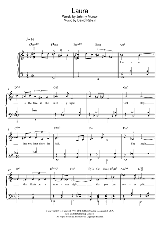 Laura (Easy Piano) von Billy Eckstine