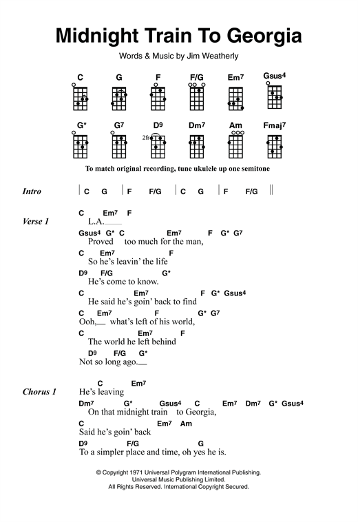 Midnight Train To Georgia (Ukulele) von Gladys Knight & The Pips