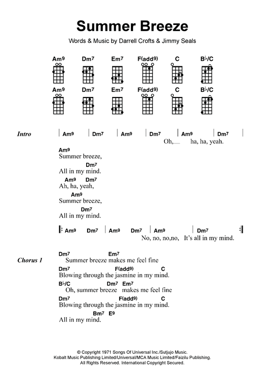 Summer Breeze (Ukulele) von The Isley Brothers