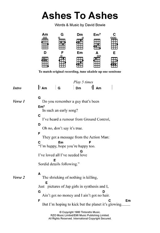 Ashes To Ashes (Ukulele) von David Bowie