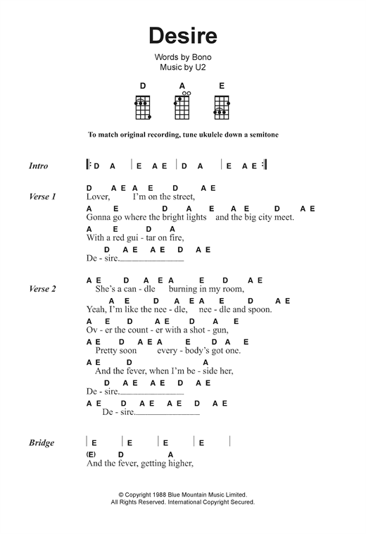 Desire (Ukulele) von U2