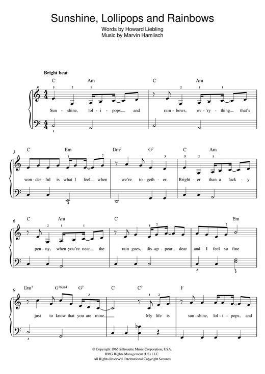 Sunshine, Lollipops And Rainbows (Beginner Piano) von Lesley Gore