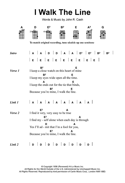 I Walk The Line (Ukulele) von Johnny Cash