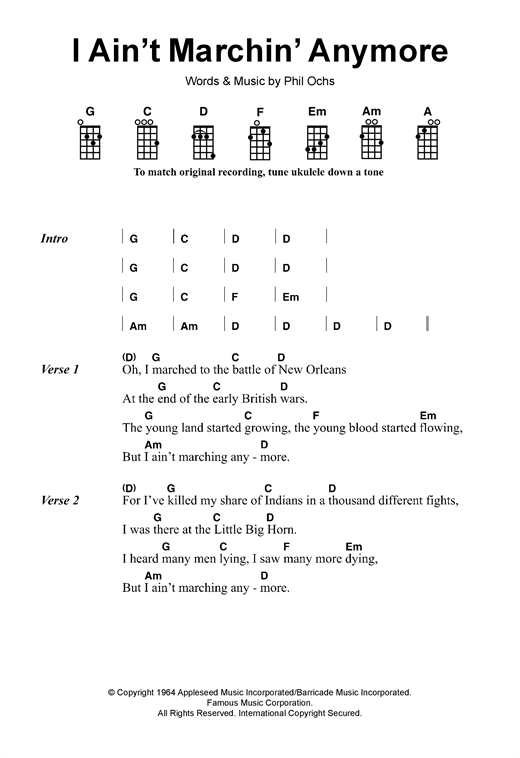 I Ain't Marchin' Anymore (Ukulele) von Phil Ochs