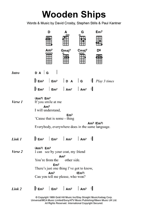 Wooden Ships (Ukulele) von Crosby, Stills & Nash