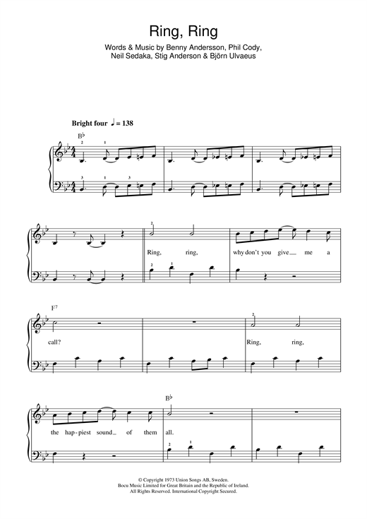 Ring, Ring (Beginner Piano) von ABBA