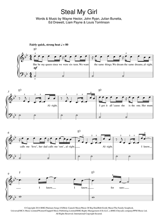 Steal My Girl (Beginner Piano) von One Direction