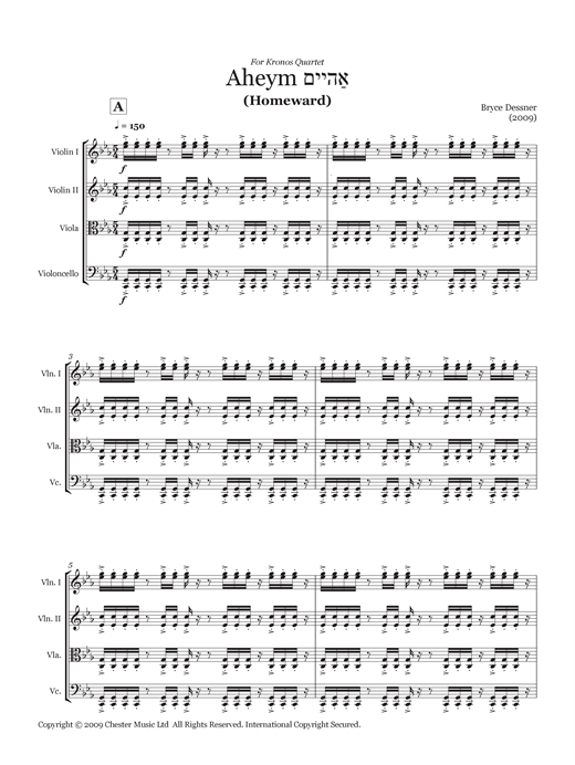 Aheym (String quartet score & parts) (Chamber Group) von Bryce Dessner