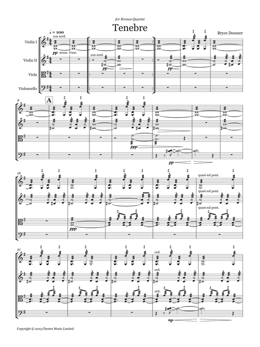 Tenebre (String quartet score & parts) (Chamber Group) von Bryce Dessner