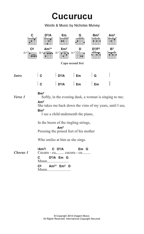 Cucurucu (Guitar Chords/Lyrics) von Nick Mulvey