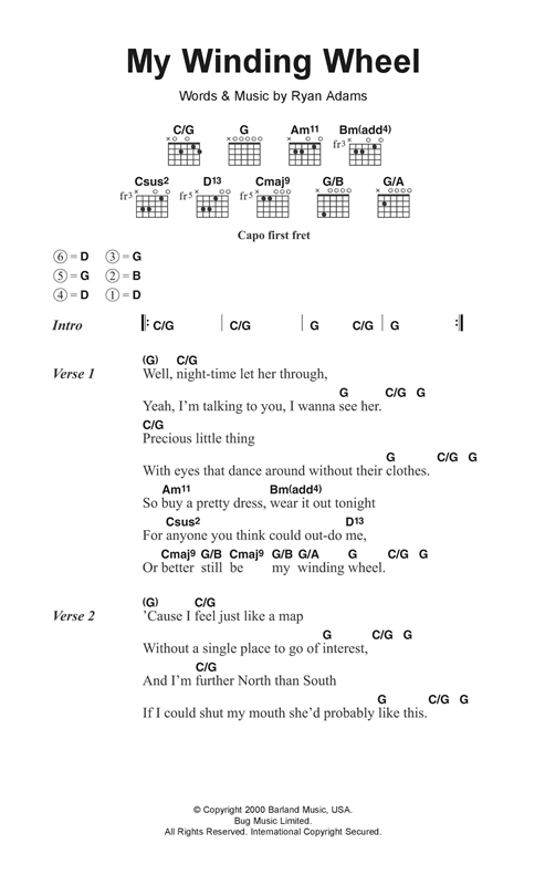 My Winding Wheel (Guitar Chords/Lyrics) von Ryan Adams