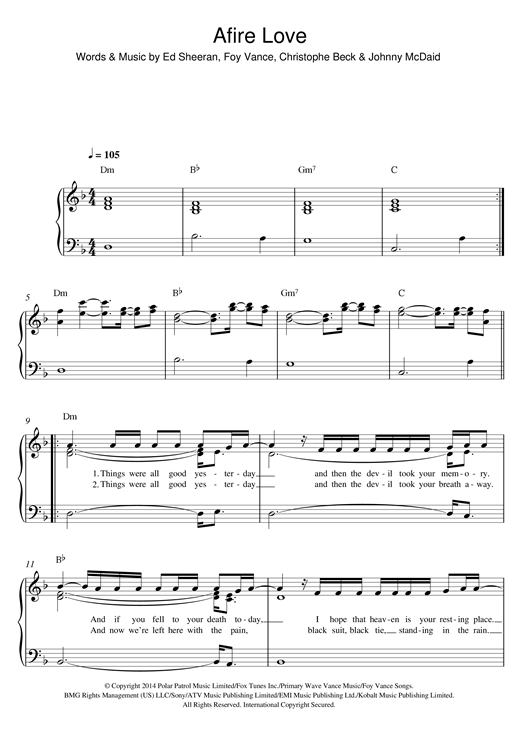 Afire Love (Easy Piano) von Ed Sheeran