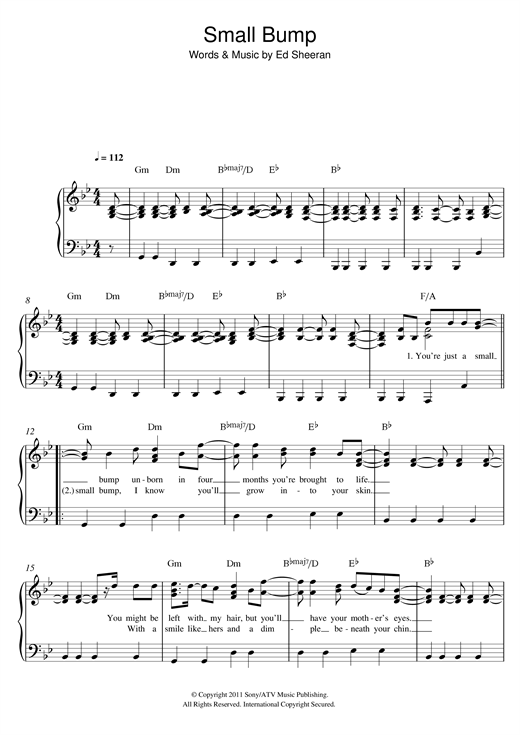 Small Bump (Easy Piano) von Ed Sheeran