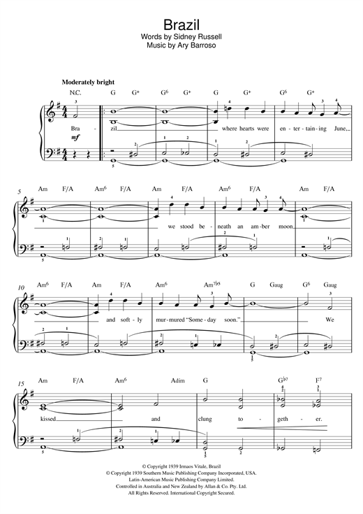 Brazil (Easy Piano) von Ary Barroso