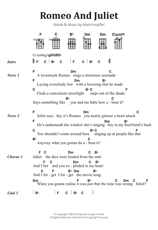 Romeo And Juliet (Banjo Chords/Lyrics) von Dire Straits