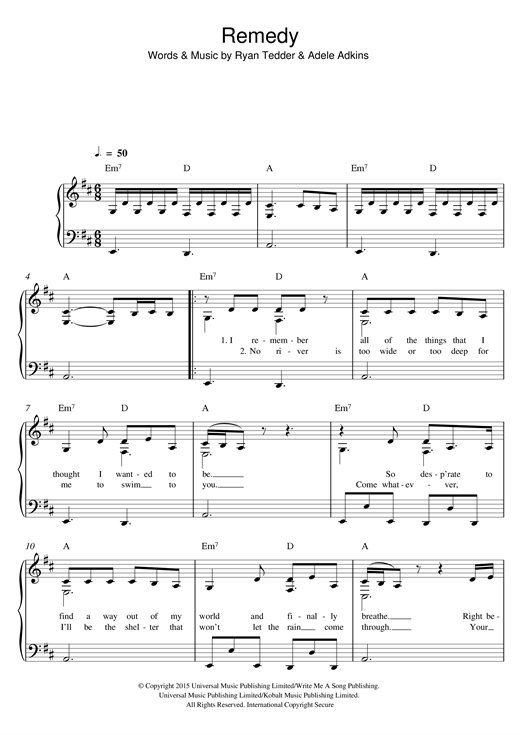 Remedy (Easy Piano) von Adele