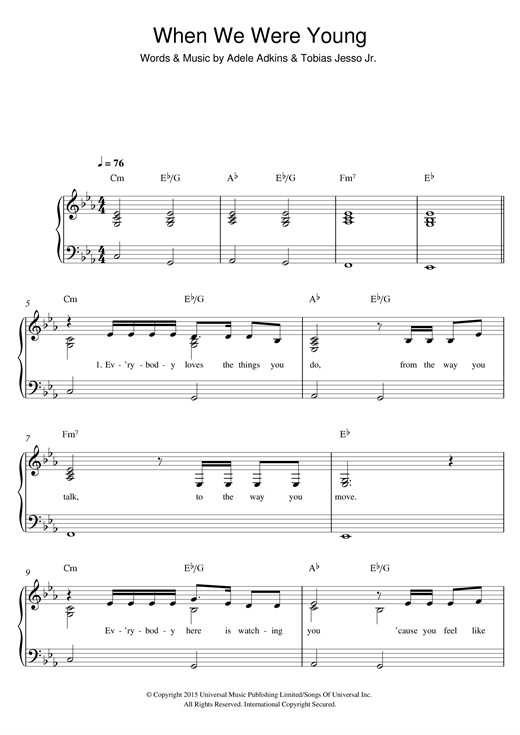 When We Were Young (Easy Piano) von Adele