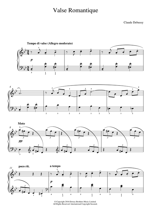 Valse Romantique (Easy Piano) von Claude Debussy