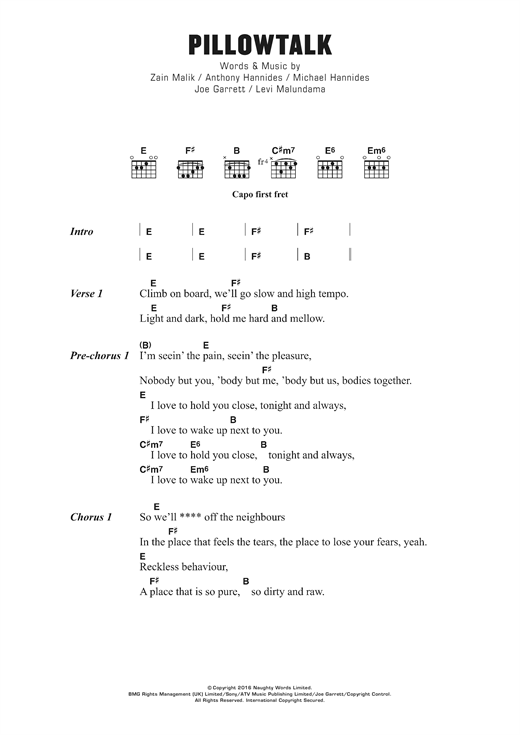 Pillowtalk (Guitar Chords/Lyrics) von ZAYN