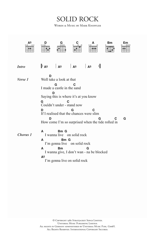 Solid Rock (Guitar Chords/Lyrics) von Dire Straits