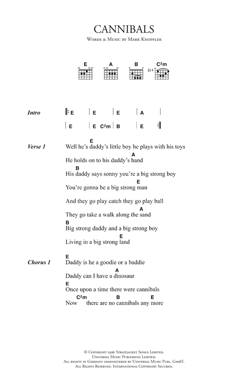 Cannibals (Guitar Chords/Lyrics) von Mark Knopfler