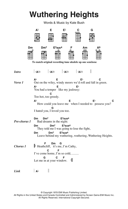 Wuthering Heights (Ukulele Chords/Lyrics) von Kate Bush