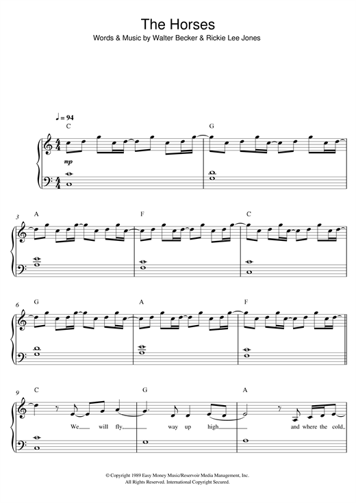 The Horses (Easy Piano) von Daryl Braithwaite