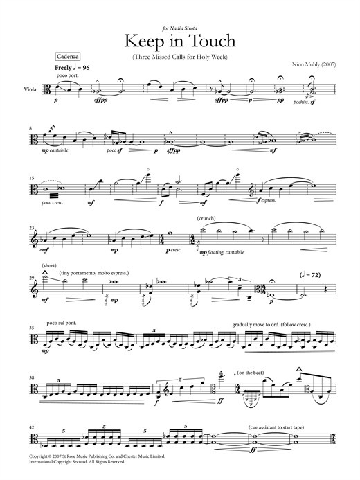 Keep In Touch (Viola Solo) von Nico Muhly
