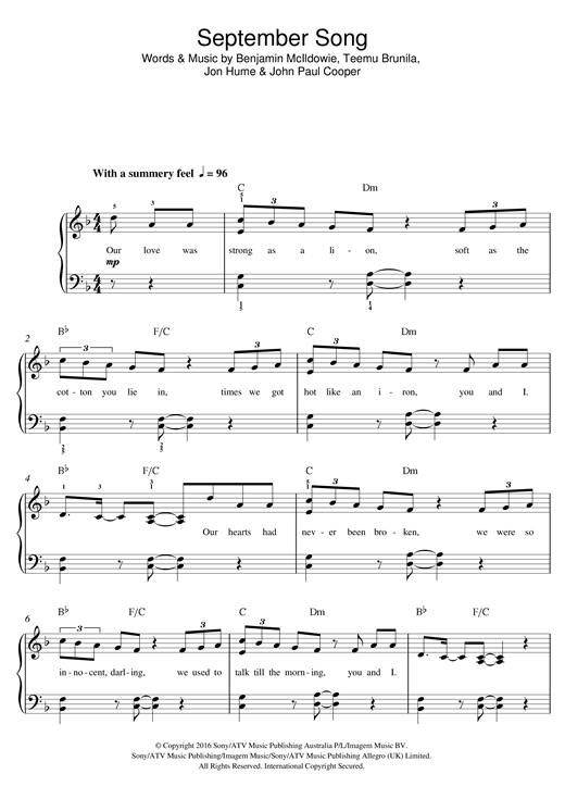 September Song (Beginner Piano) von JP Cooper