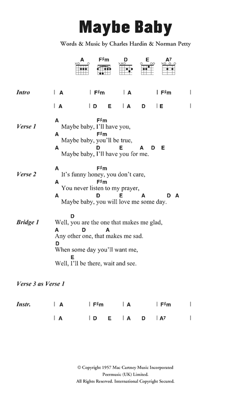 Maybe Baby (Guitar Chords/Lyrics) von The Crickets