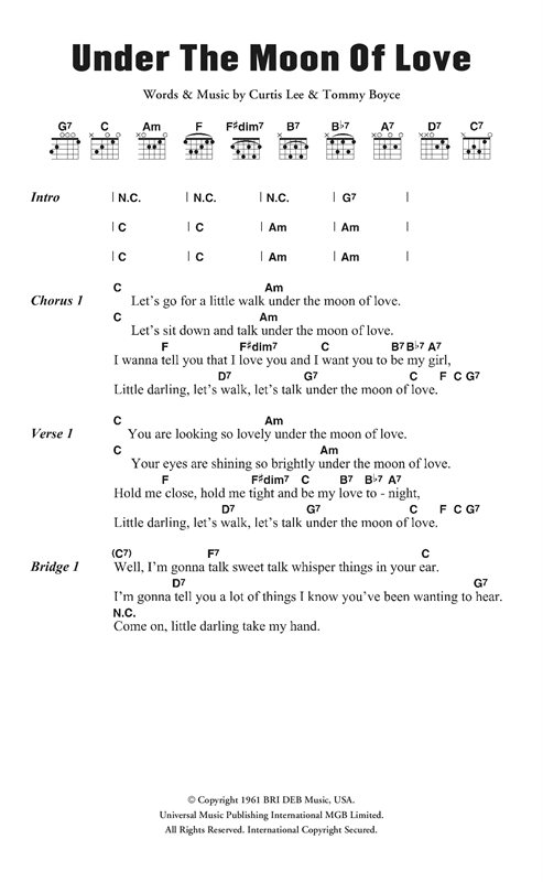 Under The Moon Of Love (Guitar Chords/Lyrics) von Curtis Lee